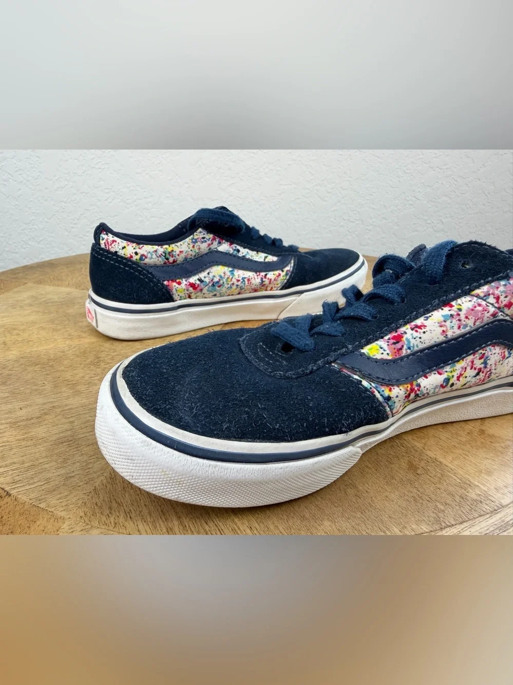 •VANS• Kids blue suede and floral shoes size 2Y